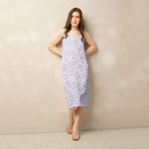 Purple Floral Midi Dress with Built-in Bra - Dipaliz - Dresses