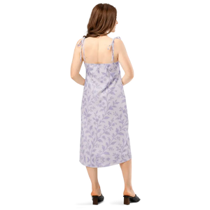 Purple Floral Midi Dress with Built-in Bra - Dipaliz - Dresses