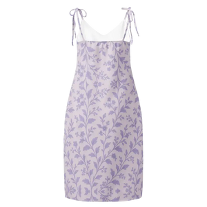 Purple Floral Midi Dress with Built-in Bra - Dipaliz - Dresses