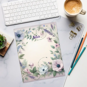 Purple Flowers Notepad - Stylish Affordable Fashion Stationery - Dipaliz - Notepads