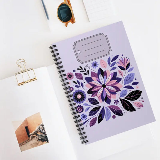 Vibrant Purple Flowers Ruled Line Notebook for Every Occasion - one Size Paper Products