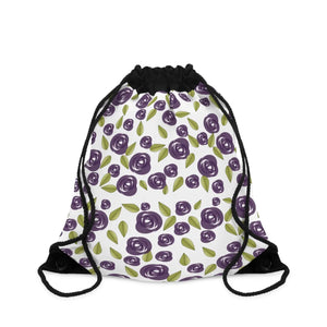 Purple Flowers Drawstring Bag - Lightweight Polyester - Dipaliz - Backpacks