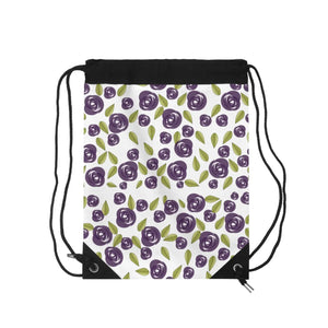 Purple Flowers Drawstring Bag - Lightweight Polyester - Dipaliz - Backpacks