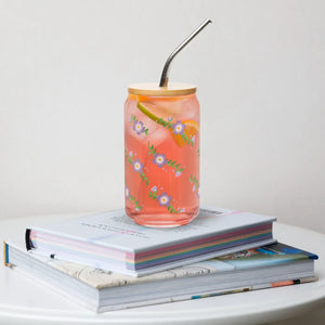 Chic Purple Flowers Trendy Tumbler 16oz Glass - Dipaliz - Tumblers