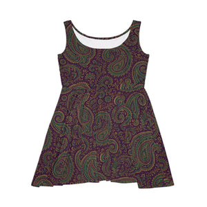 Purple Paisley Skater Dress - Bold Premium Style - Dipaliz - l - Dresses