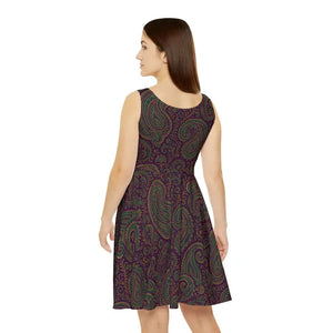 Purple Paisley Skater Dress - Bold Premium Style - Dipaliz - l - Dresses