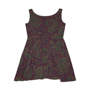 Purple Paisley Skater Dress - Bold Premium Style - Dipaliz - l - Dresses