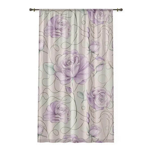 Home Decor - Purple Rose Flowers Curtains - Enchanting - Dipaliz Sheer / White / 50’’ × 84’’