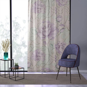 Elegant Purple Rose Flowers Curtains - Polyester - Dipaliz