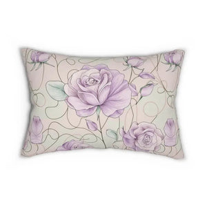 Lumbar Pillow - Purple Roses Spun Polyester - Dipaliz - 20’’ × 14’’ - Pillows