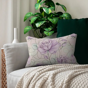 Lumbar Pillow - Purple Roses Spun Polyester - Dipaliz - 20’’ × 14’’ - Pillows
