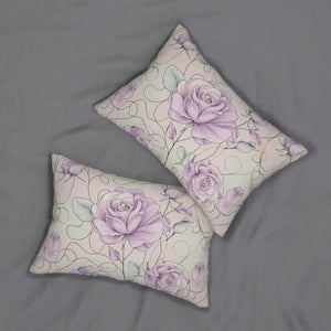 Lumbar Pillow - Purple Roses Spun Polyester - Dipaliz - 20’’ × 14’’ - Pillows