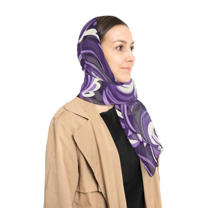 Purple Swirl Poly Scarf, Lightweight Floral-style Fashion - Neck Gaiters