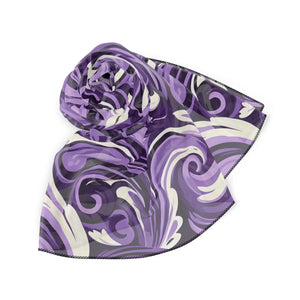 Purple Swirl Poly Scarf, Lightweight Floral-style Fashion - Neck Gaiters