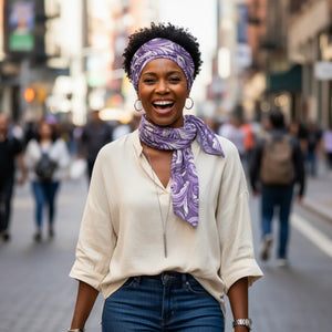 Purple Swirl Poly Scarf, Lightweight Floral-style Fashion - Neck Gaiters