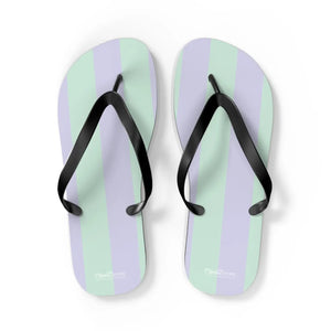 Teal Striped Flip Flops - Eva Sole Summer Shoes - Dipaliz - Slippers