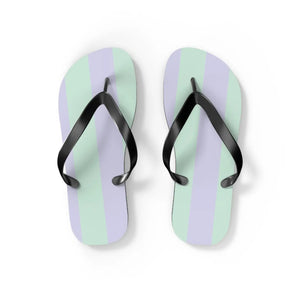 Teal Striped Flip Flops - Eva Sole Summer Shoes - Dipaliz - Slippers