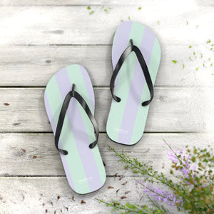 Teal Striped Flip Flops - Eva Sole Summer Shoes - Dipaliz - Slippers