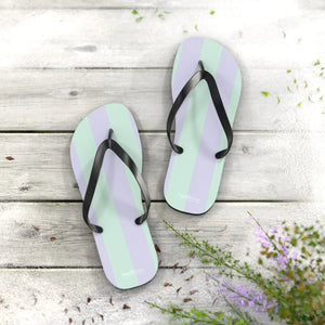 Teal Striped Flip Flops - Eva Sole Summer Shoes - Dipaliz - Slippers