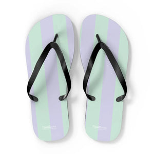 Teal Striped Flip Flops - Eva Sole Summer Shoes - Dipaliz - Slippers