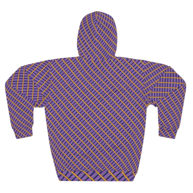 Vibrant Unisex Pullover Hoodie – Purple & Yellow Stripes - All Over Prints