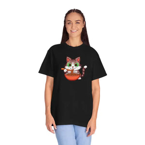 Cat Slurping Noodles Tee - Purr-fectly Cozy Cotton Shirt - Dipaliz - Black / s - T-shirts