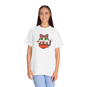 Cat Slurping Noodles Tee - Purr-fectly Cozy Cotton Shirt - Dipaliz - White / s - T-shirts