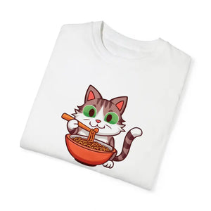 Cat Slurping Noodles Tee - Purr-fectly Cozy Cotton Shirt - Dipaliz - T-shirts