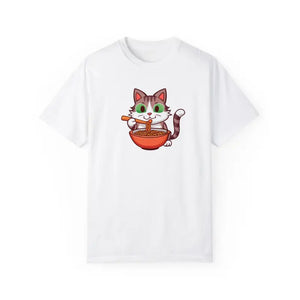 Cat Slurping Noodles Tee - Purr-fectly Cozy Cotton Shirt - Dipaliz - T-shirts