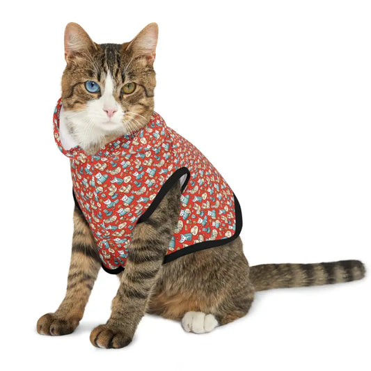 Purrfectly Patterned Pooch Hoodie: Meow-velous Style! - Pets
