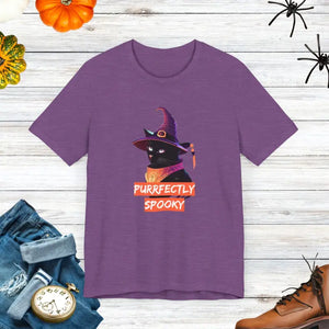 Purrfectly Spooky Cat Witch Unisex Jersey Short Sleeve Tee - Dipaliz - Heather Team Purple / Xs - T-shirts