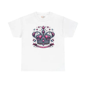 Queen of Hearts Unisex Heavy Cotton Tee with Royal Crown - Dipaliz - White / s - T-shirts