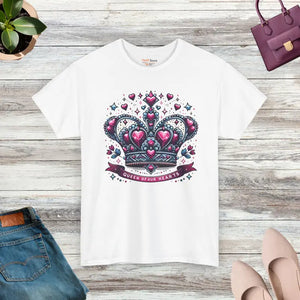 Queen of Hearts Unisex Heavy Cotton Tee with Royal Crown - Dipaliz - T-shirts