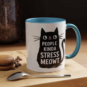 Cat Mug People Kinda Stress Meowt Funny Coffee Cup - Dipaliz - 11oz / Light Blue - Mugs