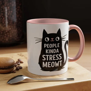 Cat Mug People Kinda Stress Meowt Funny Coffee Cup - Dipaliz - 11oz / Pink - Mugs