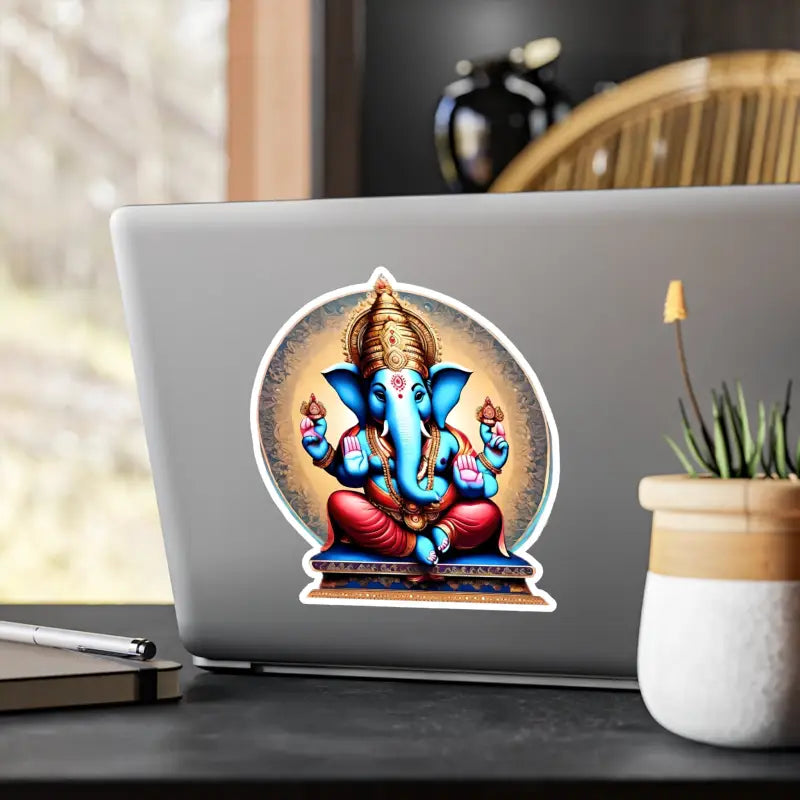 Vibrant Lord Ganesha Kiss Cut Vinyl Decals for Home Decor - 8’’ x 10’’ / Kiss-cut / Satin Paper Products