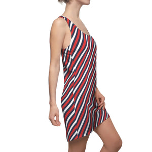 Racerback Dress – Diagonal Red Navy Stripe - Dipaliz - Dresses