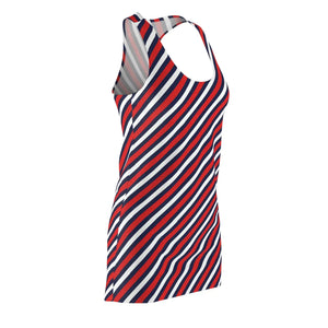 Racerback Dress – Diagonal Red Navy Stripe - Dipaliz - Dresses
