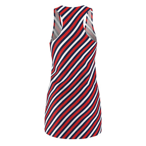 Racerback Dress – Diagonal Red Navy Stripe - Dipaliz - Dresses