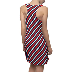 Racerback Dress – Diagonal Red Navy Stripe - Dipaliz - Dresses