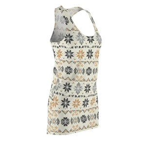 Dresses - Racerback Dress - Neutral Nordic Snowflake Print - Dipaliz