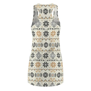 Dresses - Racerback Dress - Neutral Nordic Snowflake Print - Dipaliz