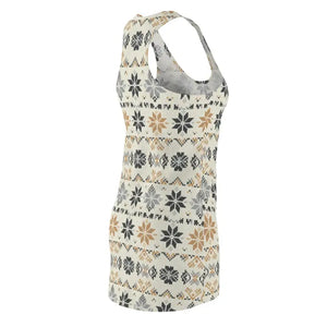 Dresses - Racerback Dress - Neutral Nordic Snowflake Print - Dipaliz