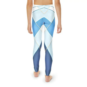 Length Leggings White Abstract Pattern Kids Activewear - Dipaliz