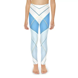 Length Leggings White Abstract Pattern Kids Activewear - Dipaliz