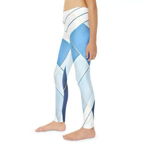 Length Leggings White Abstract Pattern Kids Activewear - Dipaliz