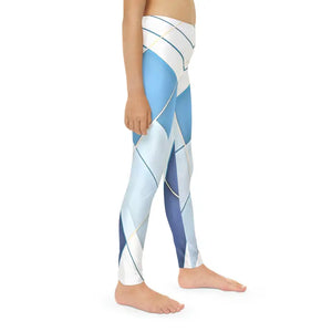 Length Leggings White Abstract Pattern Kids Activewear - Dipaliz