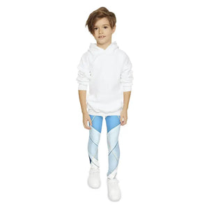 Length Leggings White Abstract Pattern Kids Activewear - Dipaliz