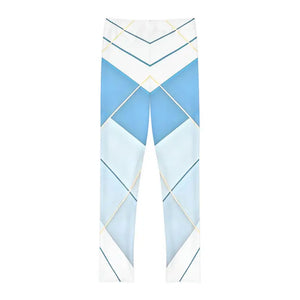 Length Leggings White Abstract Pattern Kids Activewear - Dipaliz