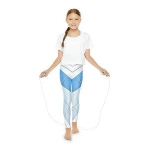 Length Leggings White Abstract Pattern Kids Activewear - Dipaliz